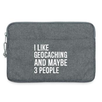 Ich mag Geocaching und vielleicht 3 Leute - Laptoptasche 13" - Grau meliert - Vorne