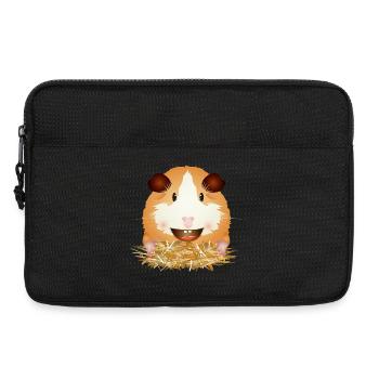 Laughing guinea pig in straw – good mood - Laptop bag 13" - black - Front