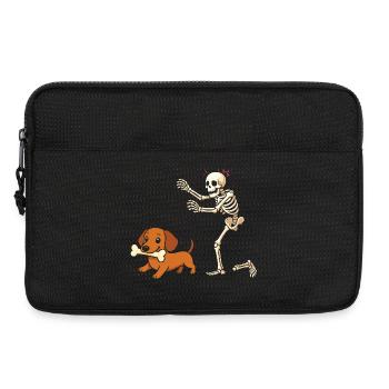 Humour Squelette Poursuit Chien Teckel - Sacoche pour ordinateur portable 13 pouces - noir - Devant