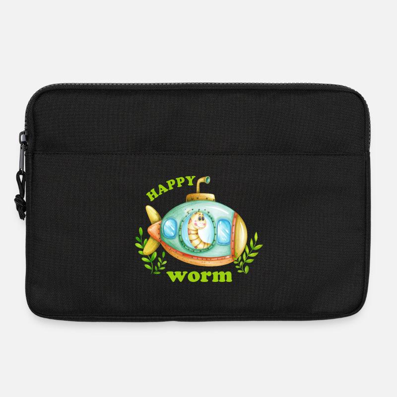 Glücklicher Regenwurm im U-Boot - Laptoptasche 13" - Schwarz
