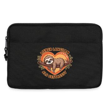 Lieber Langsam Als Gestresst Faultier Illustration - Laptoptasche 13" - Schwarz - Vorne