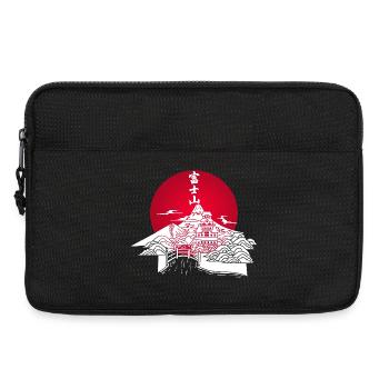 Weiße japanische Landschaft und rote Sonne - Laptoptasche 13" - Schwarz - Vorne