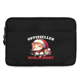 Chat de Noël Chemise de nuit officiel - Sacoche pour ordinateur portable 13 pouces - noir - Devant