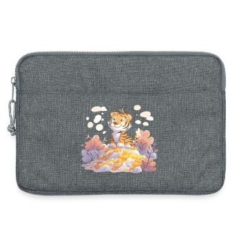 Tigerjunge auf Goldschatz im Herbstwald - Laptoptasche 13" - Grau meliert - Vorne