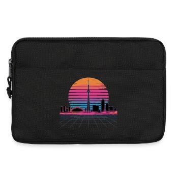 Coucher de soleil rétro Néon Skyline - Sacoche pour ordinateur portable 13 pouces - noir - Devant