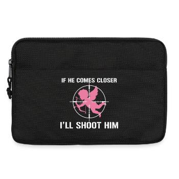 Anti-Valentinstag – Cupid im Fadenkreuz - Laptoptasche 13" - Schwarz - Vorne