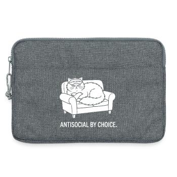 Antisocial by Choice Cat Gift - Laptop bag 13" - heather grey - Front