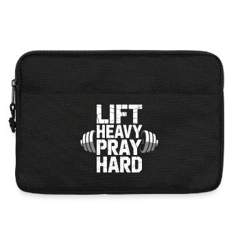 Lift Heavy Pray Hard Fitness Motif - Laptop bag 13" - black - Front