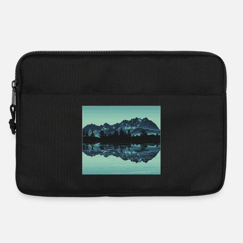 Retro Pixel Art Mountain Lake - Laptoptasche 13" - Schwarz