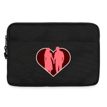 Couple Silhouette Amour Romance Petit ami de la Saint-Valentin - Sacoche pour ordinateur portable 13 pouces - noir - Devant