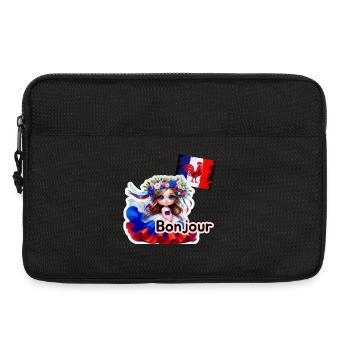 Bonjour Kawaii Fête Française - Sacoche pour ordinateur portable 13 pouces - noir - Devant