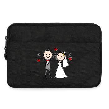 Wedding Couple Cartoon Cheerful - Laptop bag 13" - black - Front