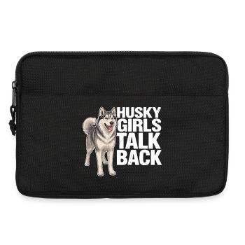 Husky Girls Talk Back Funny Siberian Husky Dog - Laptop bag 13" - black - Front