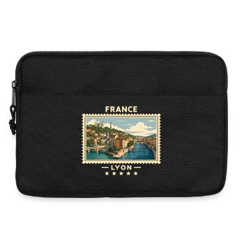 Frankreich Lyon Vintage Reisemarke - Laptoptasche 13" - Schwarz - Vorne