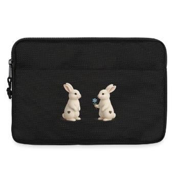 Cœur fleuri d’amitié de lapin - Sacoche pour ordinateur portable 13 pouces - noir - Devant