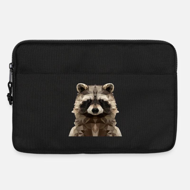 Geometrischer Waschbär - Modernes Low Poly Design - Laptoptasche 13" - Schwarz