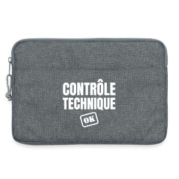contrôle technique ok, phrase drôle - Sacoche pour ordinateur portable 13 pouces - gris chiné - Devant