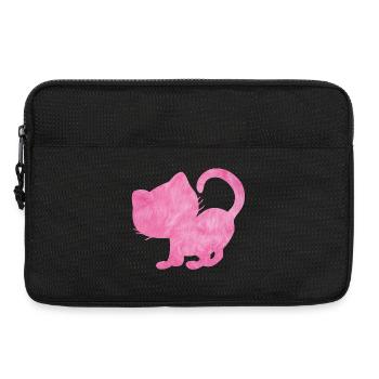 Cat silhouette fluffy pink pink cat love - Laptop bag 13" - black - Front