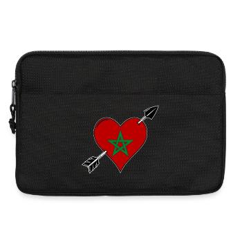 Le drapeau marocain coeur amoureux - Sacoche pour ordinateur portable 13 pouces - noir - Devant