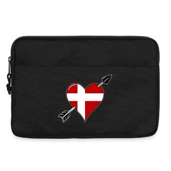 Danemark drapeau coeur amoureux - Sacoche pour ordinateur portable 13 pouces - noir - Devant