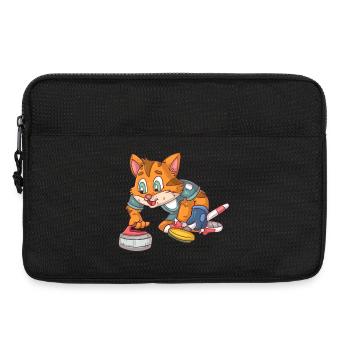 Curling Cat - Laptop bag 13" - black - Front