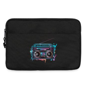 Kassetten Recorder im 80er Neon Graffiti Look - Laptoptasche 13" - Schwarz - Vorne