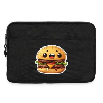 Mignon Kawaii Burger – Design de dessin animé rieur - Sacoche pour ordinateur portable 13 pouces - noir - Devant