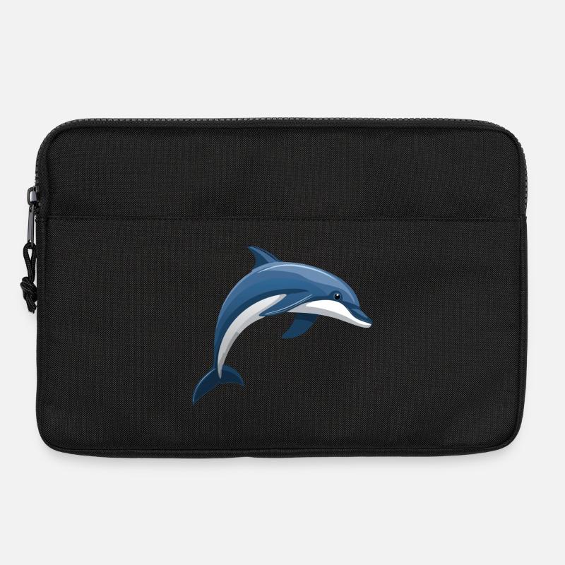 Delfin springend blau und weiß - Laptoptasche 13" - Schwarz