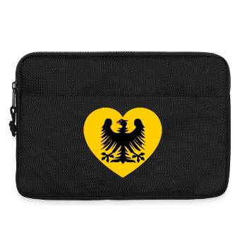 Heraldisches Adler-Emblem im Herzen - Laptoptasche 13" - Schwarz - Vorne