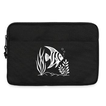 Schwarz-Weißes tropisches Fisch-Design - Laptoptasche 13" - Schwarz - Vorne