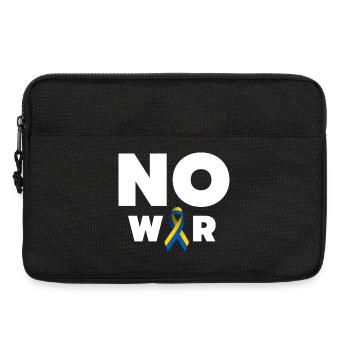 Texte « Pas de guerre » avec ruban de solidarité ukrainien - Sacoche pour ordinateur portable 13 pouces - noir - Devant