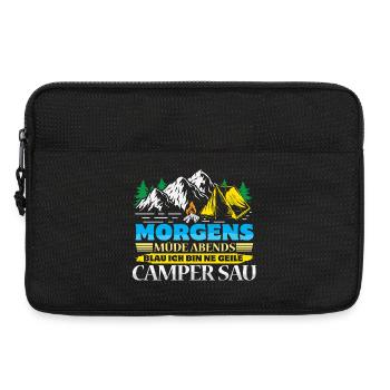 Camper Camping Wohnwagen Spruch - Laptoptasche 13" - Schwarz - Vorne
