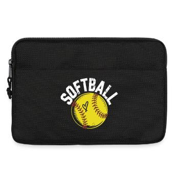 Illustration de softball avec un cœur - Sacoche pour ordinateur portable 13 pouces - noir - Devant