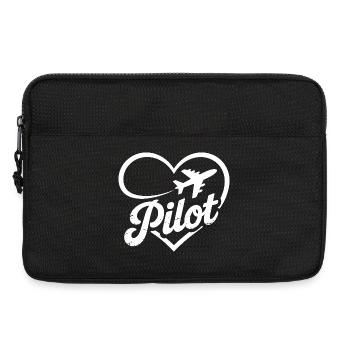 Pilot Herz Flugzeug Flugschein - Laptoptasche 13" - Schwarz - Vorne