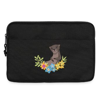 Loutre de mer dessin animé fleur floral - Sacoche pour ordinateur portable 13 pouces - noir - Devant