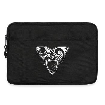 Weiße Katze und keltisches Symbol - Laptoptasche 13" - Schwarz - Vorne