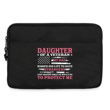Fille d’un vétéran du drapeau américain Pink - Sacoche pour ordinateur portable 13 pouces - noir - Devant