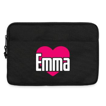 J’aime Emma Coeur rose J’aime Emma - Sacoche pour ordinateur portable 13 pouces - noir - Devant