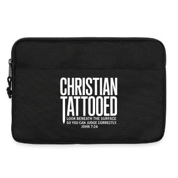 Christlicher Tattoo Look Unter Oberfläche - Laptoptasche 13" - Schwarz - Vorne