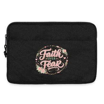 Faith Over Fear Pink Floral Design - Laptop bag 13" - black - Front