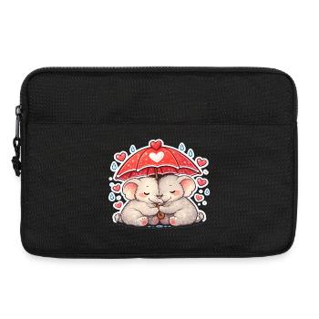 Éléphants câlins Pluie Amour - Sacoche pour ordinateur portable 13 pouces - noir - Devant