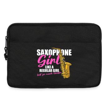 Fille saxophone Joueuse de saxophone - Sacoche pour ordinateur portable 13 pouces - noir - Devant