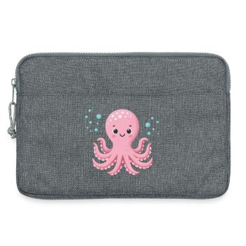 Rosa Oktopus mit Blasen - Laptoptasche 13" - Grau meliert - Vorne