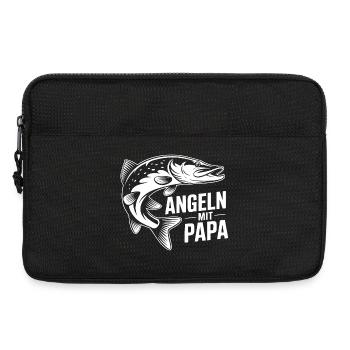 Angeln mit Papa Hecht Motiv - Laptoptasche 13" - Schwarz - Vorne