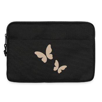 Motif papillon beige - Sacoche pour ordinateur portable 13 pouces - noir - Devant