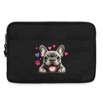 Bouledogue français Amour au cœur - Sacoche pour ordinateur portable 13 pouces - noir - Devant