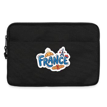 Aufkleber France Kawaii Croissant Paris - Laptoptasche 13" - Schwarz - Vorne