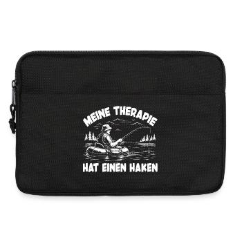 Angler Spruch - Angeln ist meine Therapie - Laptoptasche 13" - Schwarz - Vorne