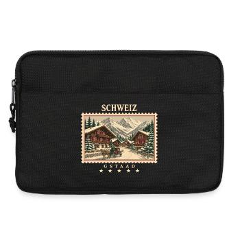 Schweiz Gstaad Vintage Reisemarke - Laptoptasche 13" - Schwarz - Vorne