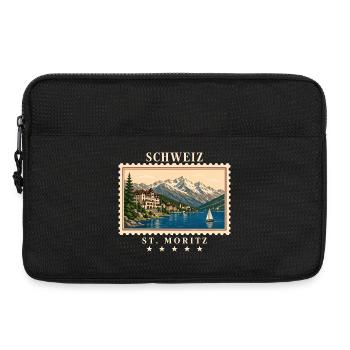 Schweiz St. Moritz Vintage Reisemarke - Laptoptasche 13" - Schwarz - Vorne